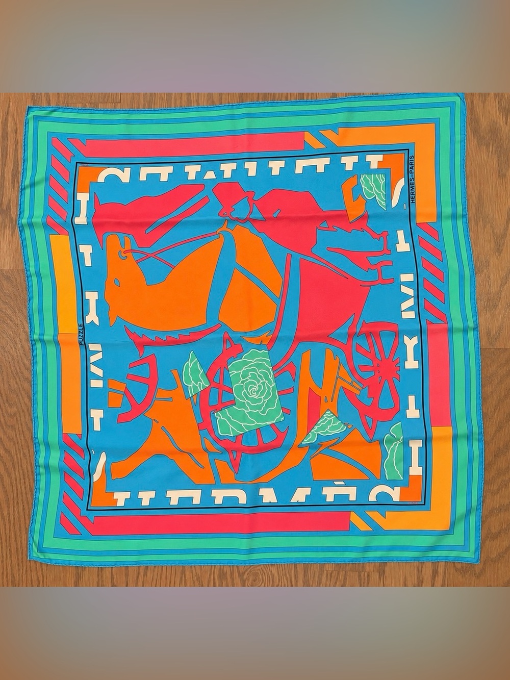 Hermes Equestrian Puzzle II Silk Scarf 90cm